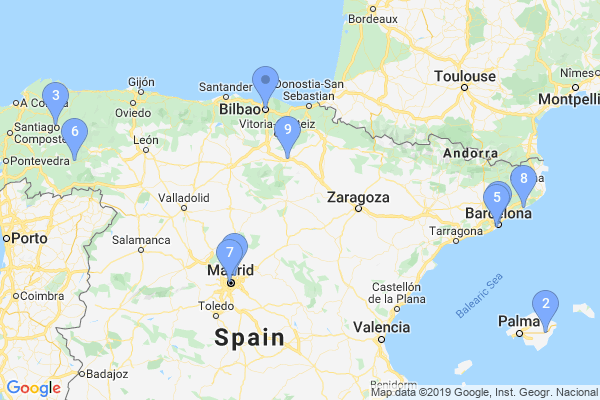 Principales proveedores - Mapa de ubicación de España